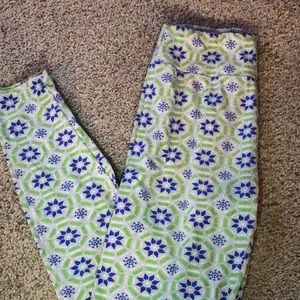 Lularoe gray blue and green leggings